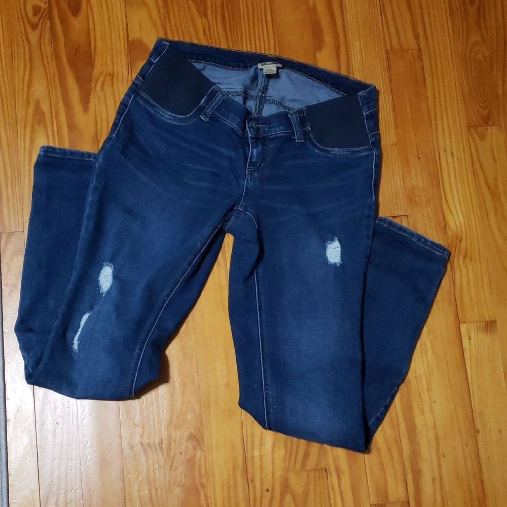 Indigo Blue Distressed Women's Maternity Jeggings